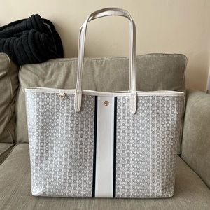 Tory Burch Gemini Link Stripe Coated Canvas Tote Bag